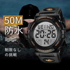 L LAVAREDO Mens Digital Watch Sports Military Watches Waterproof Outdoor Chronograph Wrist Watches for Men with LED Back Ligh/Alarm/Date 04-gold